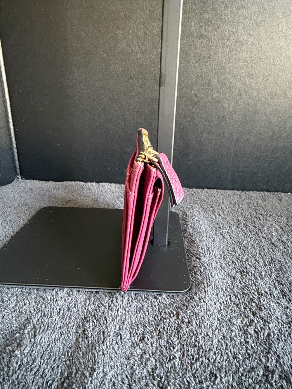 Lodis Fuchsia Leather Card Case with Snap Pocket - Picture 3 of 8